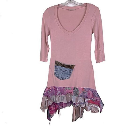 Khamsin Dresses & Skirts - Khamsin Shirt Dress V-neck Layered Hem 3/4 Sleeves